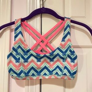 IVIVVA SPORTS BRA. PINK & CHEVRON REVERSIBLE - 10